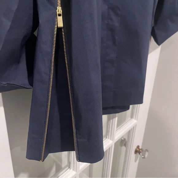 Hinson Wu Savannah Shirt Blouse Side Zippers French Cuff 3/4 Sleeves Navy Sz S - Picture 4 of 14